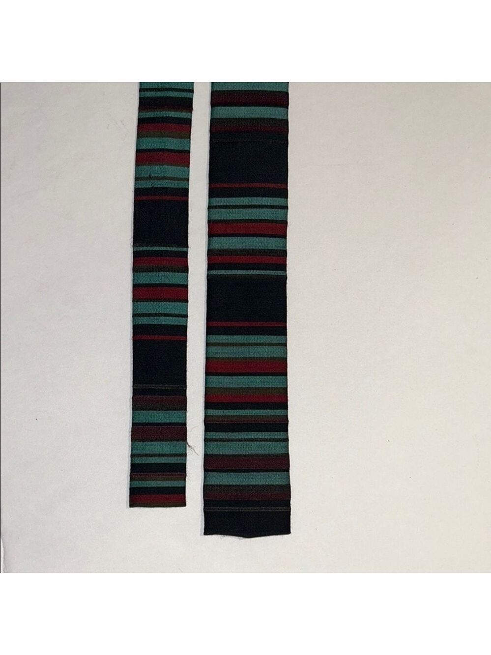 Resisto vintage square men’s necktie. Striped Multicolor skinny necktie.